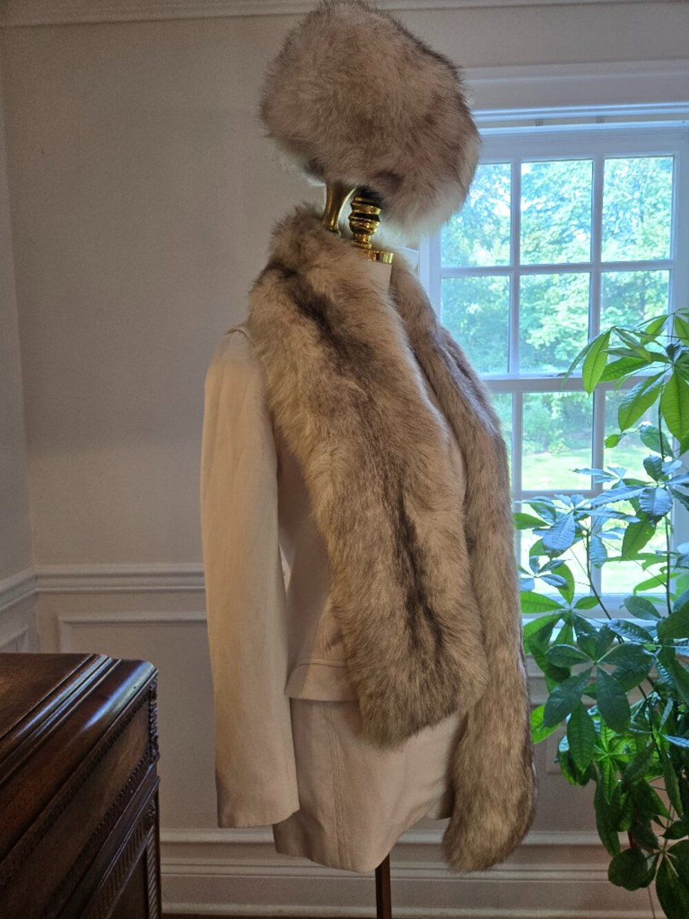 Vintage Fox Fur Scarf/Stole 62" Velvet Backed